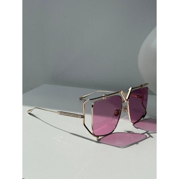 NEW Valentino VLS116-C Gold Pink Oversized Square Sunglasses - Picture 7 of 10